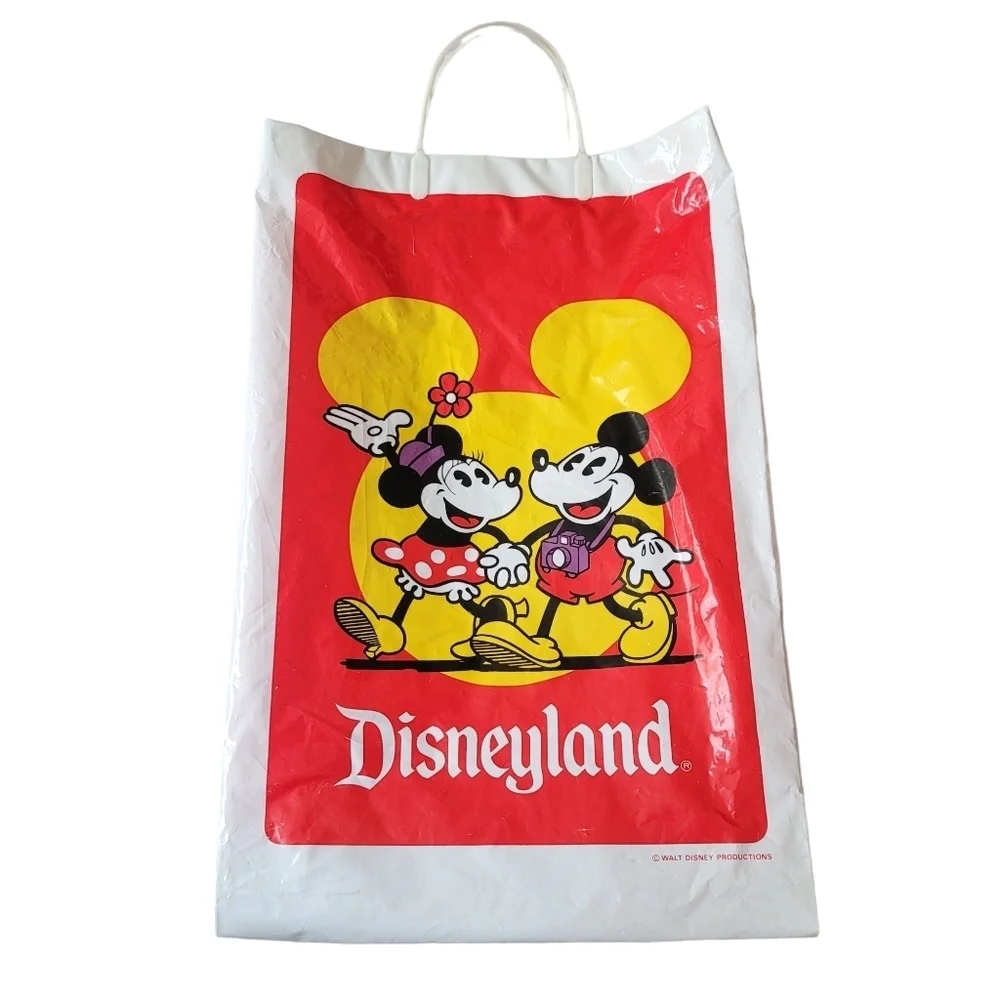 VTG Disneyland Walt Disney Hong‎ Kong Plastic Reusable Shopping Bag Tote